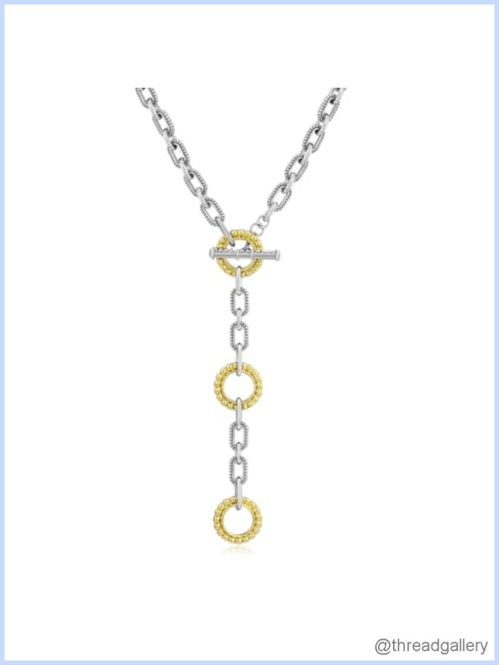 Two-Tone Cable Chain Necklace Twisted Rope Oval Link Statement
